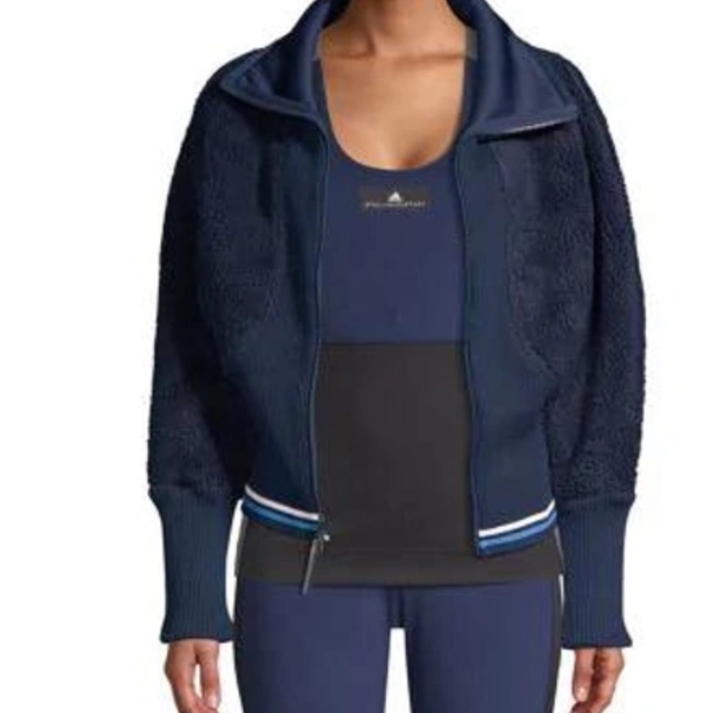 Adidas by Stella McCartney Navy Fleece Training Bomber Jacket